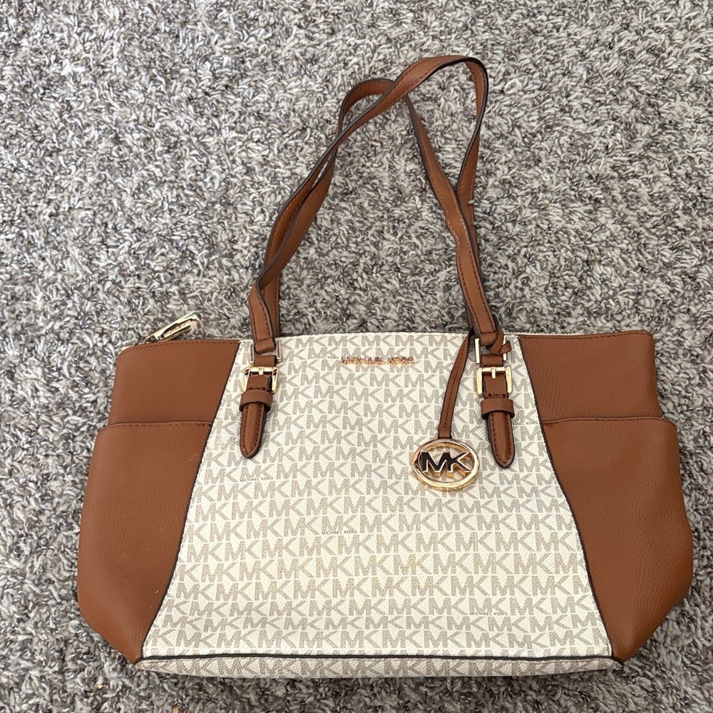 Michael Kors Tan and Cream Signature Tote
